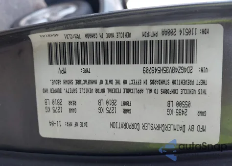 2005 Dodge Magnum Sxt из США, поврежденный, VIN 2D4GZ48V35H549709